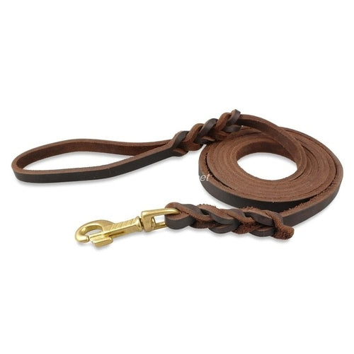 Genuine Leather Dog Leash K9 Dogs Long Leashes